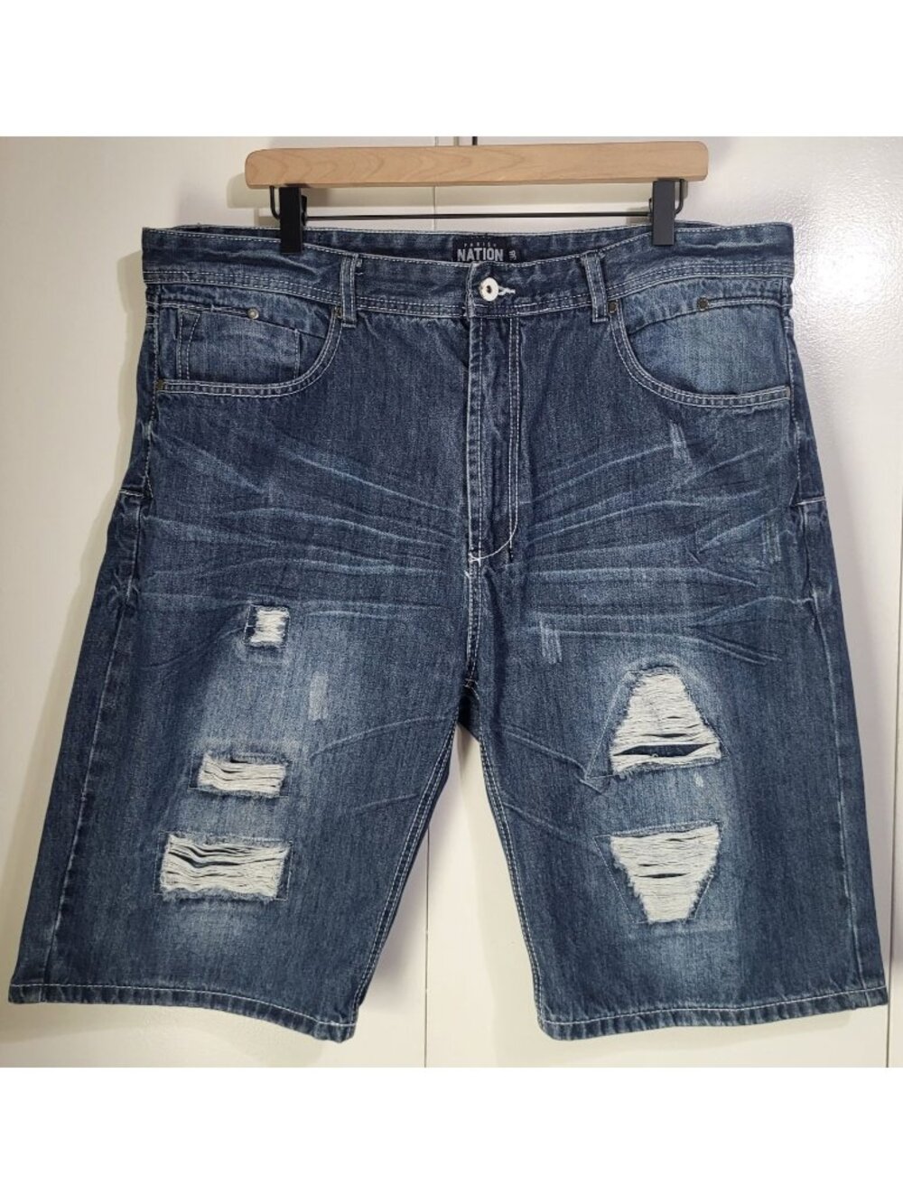 Parish Nation Men's SZ 38 Distressed Denim Shorts y2k streetwear hip hop grunge